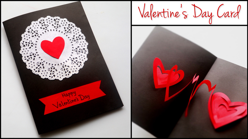 Handmade Spiral Heart Pop Up Card DIY Valentine's Day Card