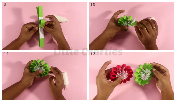 paper flower hanging decoration steps 9-12