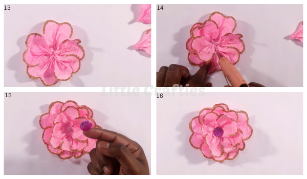 Crepe Paper Flower Making Steps 13-16