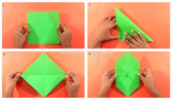 step by step origami bag