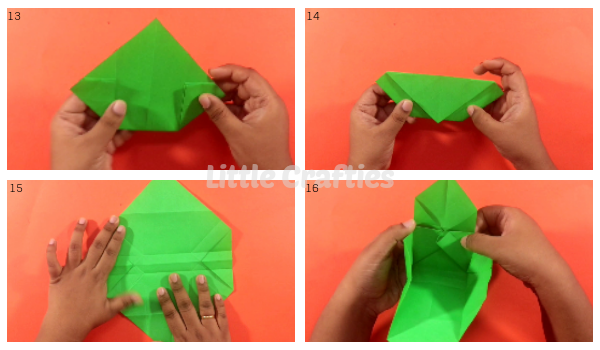 Origami Paper Gift Bag Steps 13-16