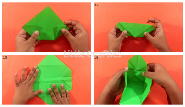 step by step origami bag