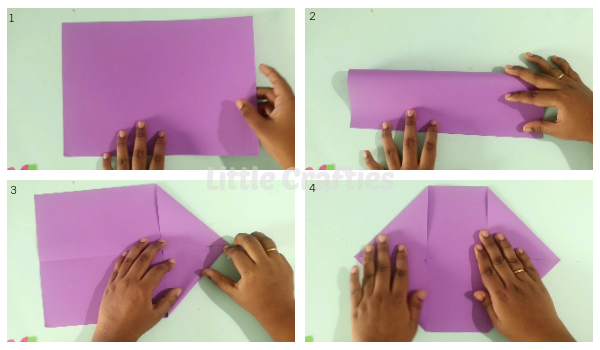 Pull Tab Origami Birthday Card Steps 1-4