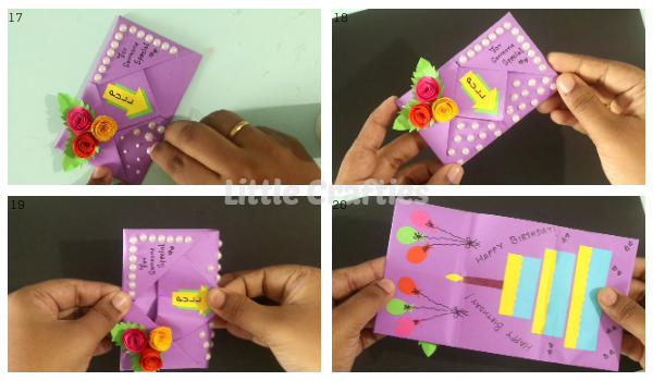 Pull Tab Origami Birthday Card Steps 17-20