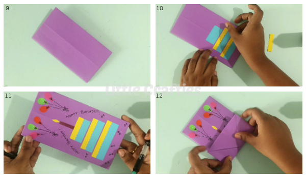 Pull Tab Origami Birthday Card Steps 9-12