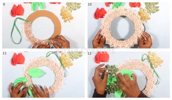 DIY Christmas Wreath Tutorial Steps 9-12