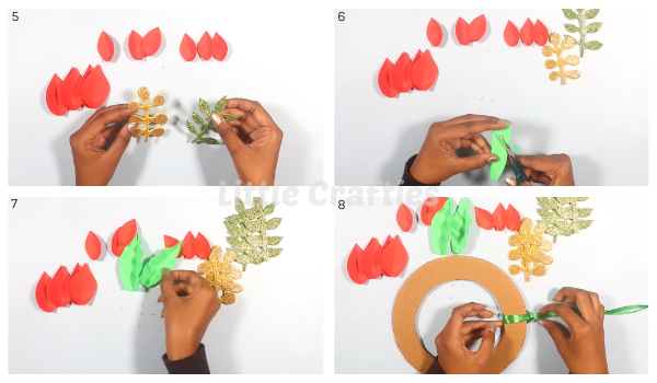 DIY Christmas Wreath Tutorial Steps 5-8